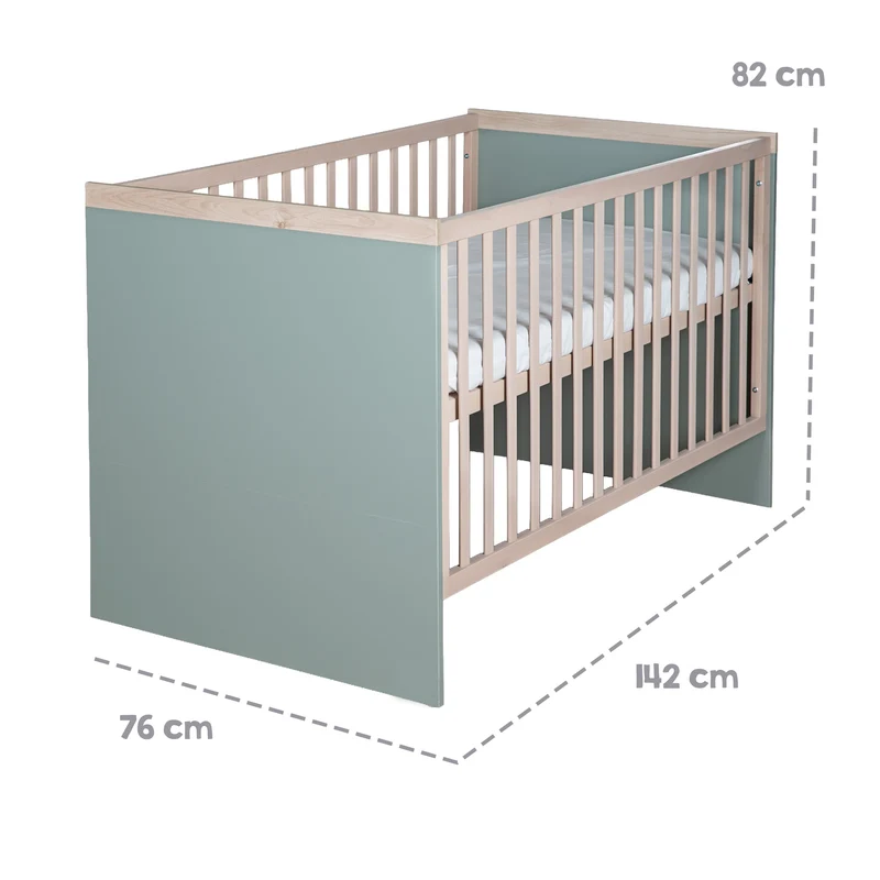 Babyzimmer 'Selva' 3-teilig - Offene Fächer & Soft Close - Reed Green / Virginia Chestnut