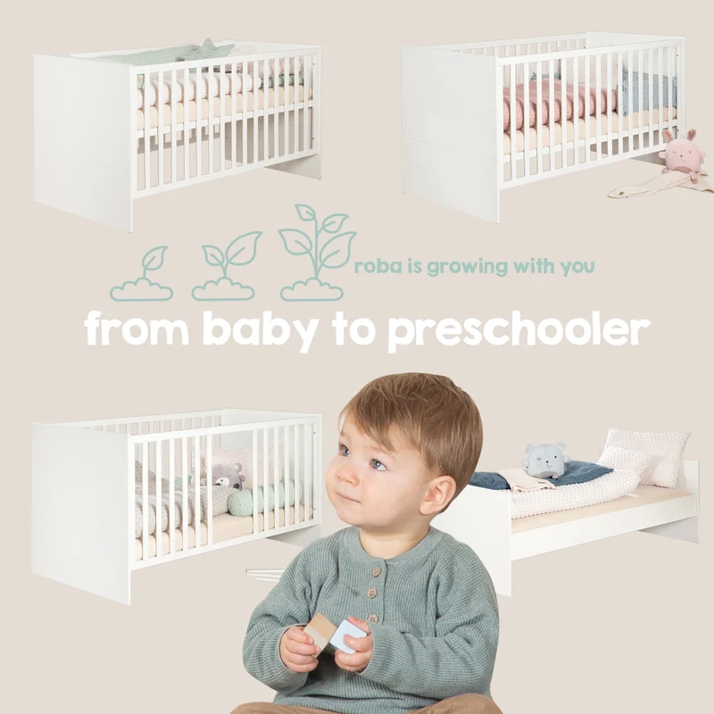 Babyzimmer 'Selva' 3-teilig - Offene Fächer & Soft Close - Reed Green / Virginia Chestnut