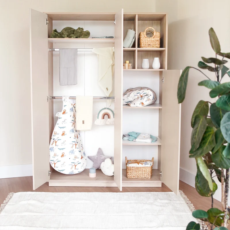 Babyzimmer 'Elva' 3-teilig - Offene Fächer & Soft Close - Cashmere / Virginia Chestnut