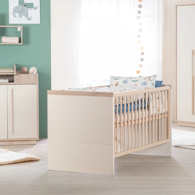 Babyzimmer 'Elva' 3-teilig - Offene Fächer & Soft Close - Cashmere / Virginia Chestnut