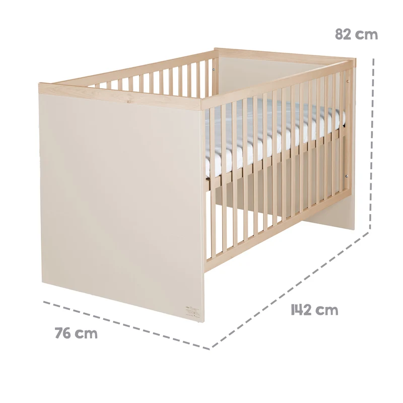 Babyzimmer 'Elva' 3-teilig - Offene Fächer & Soft Close - Cashmere / Virginia Chestnut