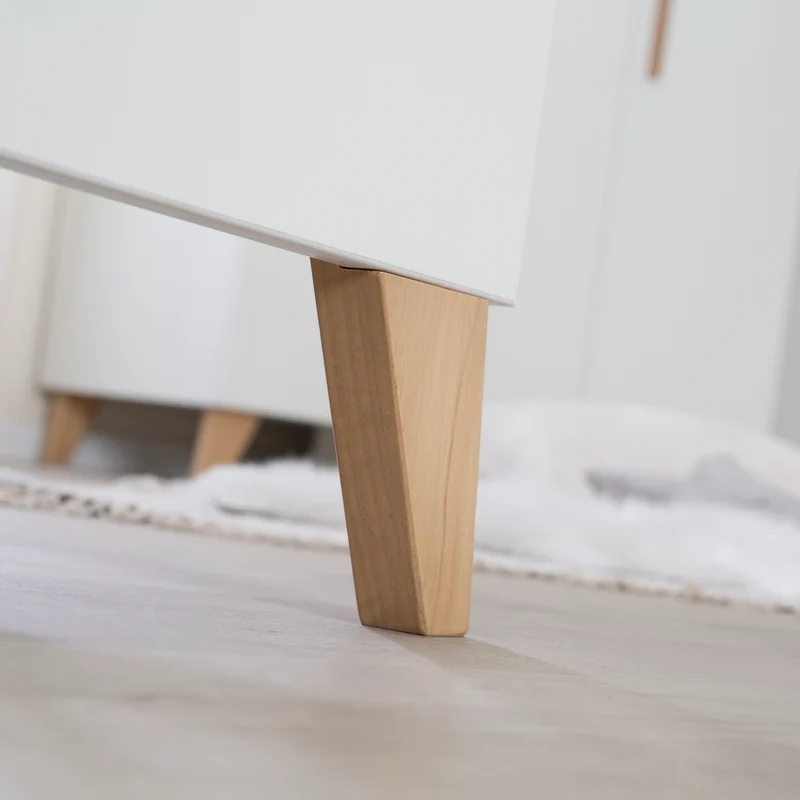 Möbelset 'Leon' 2-teilig - Kombi-Bett 70x140 cm & Wickelkommode - Weiß / Othello Eiche