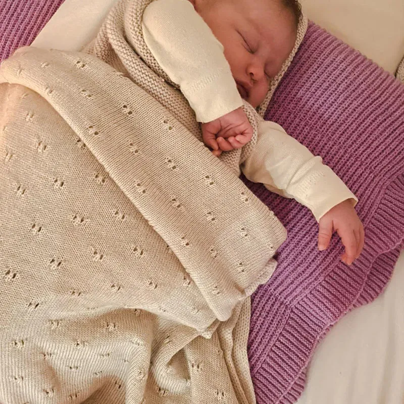Hvid Babydecke Bibi Merino cream 70x95 cm