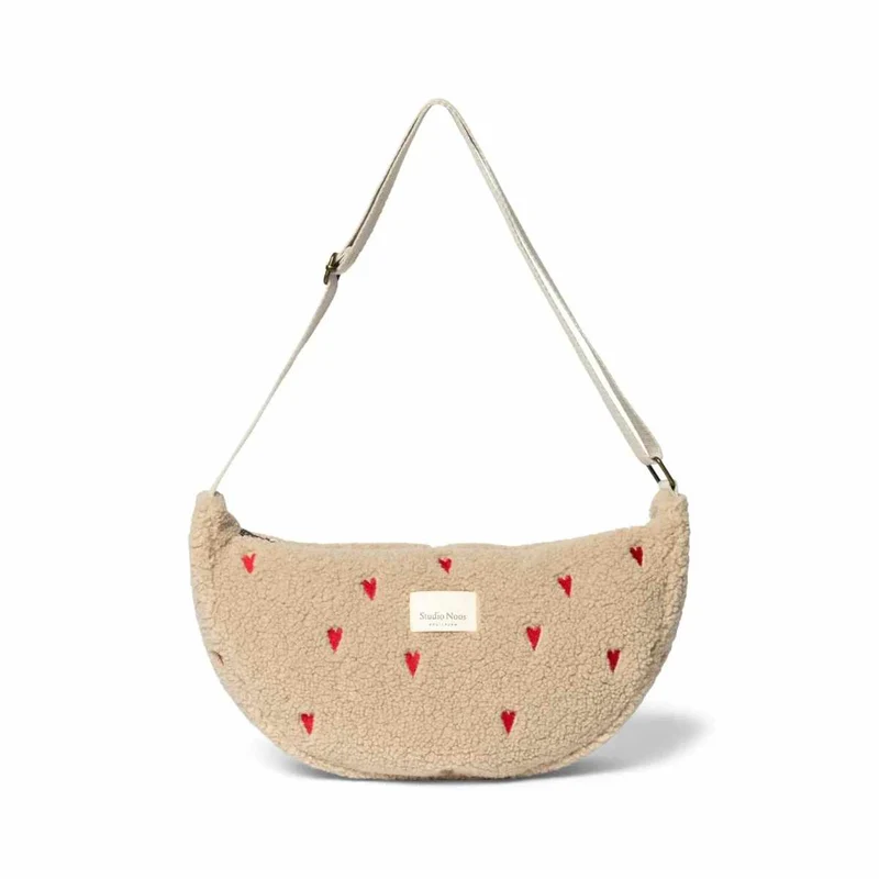STUDIO NOOS Umhängetasche ecru Teddy Hearts Fanny Pack
