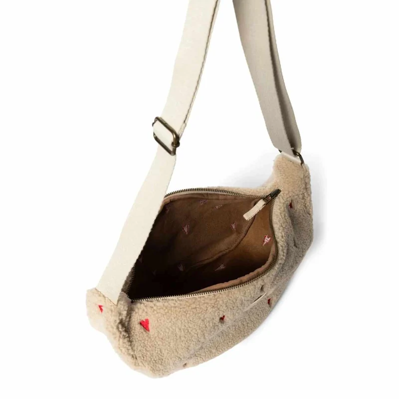 STUDIO NOOS Umhängetasche ecru Teddy Hearts Fanny Pack
