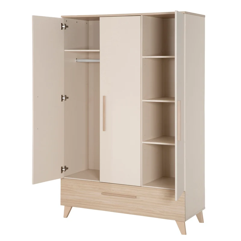 Babymöbel Set 'Sidney' 3-teilig - Massivholzfüße &-griffe - Cashmere / Eiche