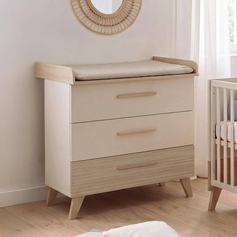 Babymöbel Set 'Sidney' 2-teilig - Massivholzfüße &-griffe - Cashmere / Eiche