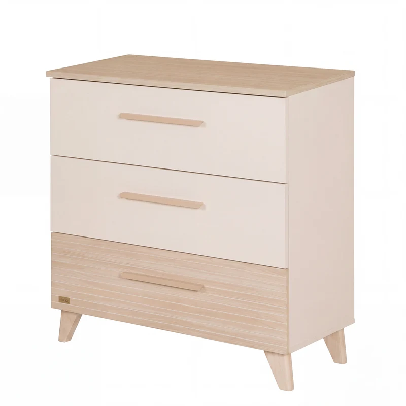Babymöbel Set 'Sidney' 2-teilig - Massivholzfüße &-griffe - Cashmere / Eiche
