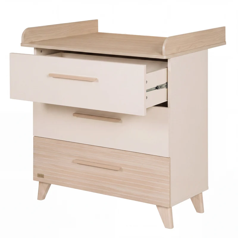 Babymöbel Set 'Sidney' 2-teilig - Massivholzfüße &-griffe - Cashmere / Eiche