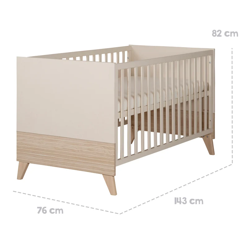 Babymöbel Set 'Sidney' 2-teilig - Massivholzfüße &-griffe - Cashmere / Eiche