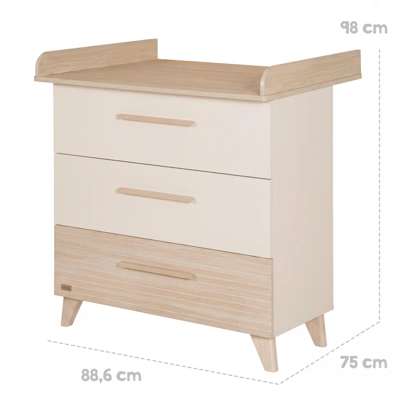 Babymöbel Set 'Sidney' 2-teilig - Massivholzfüße &-griffe - Cashmere / Eiche