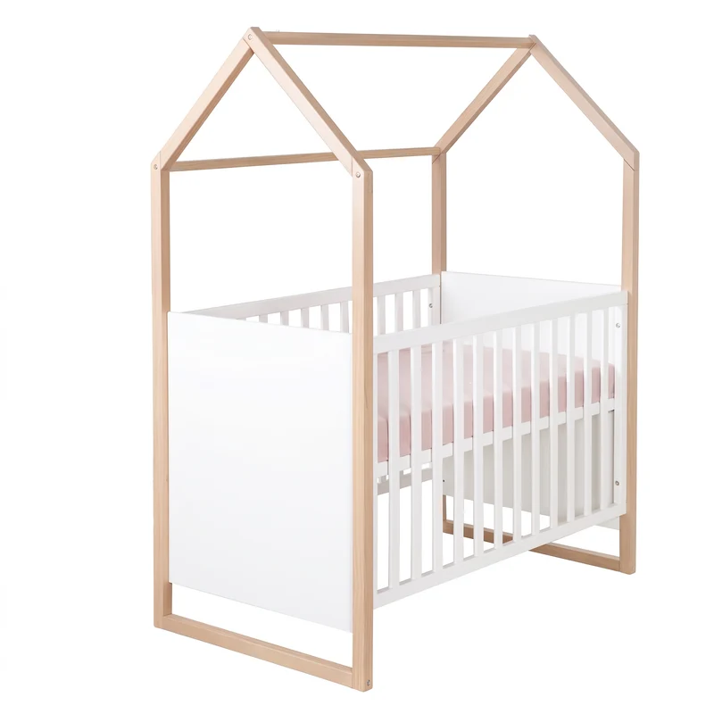 Babymöbelset 'Noah' 2-teilig mit Hausbett in 60x120 cm - Weiß / Tristan Eiche