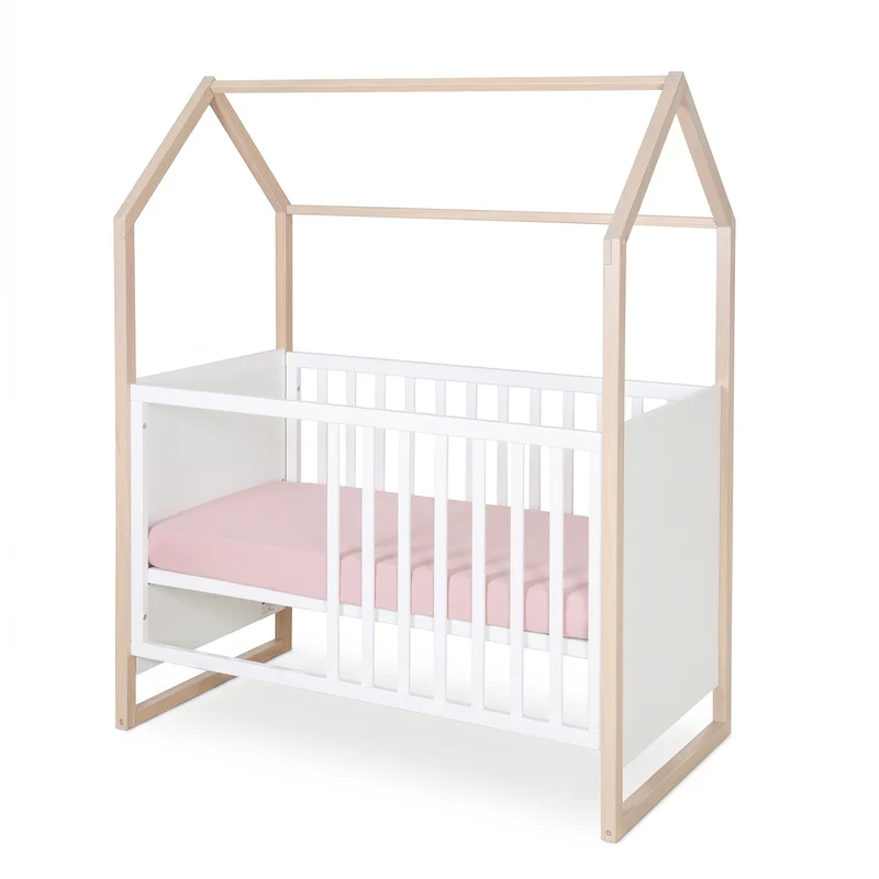 Babymöbelset 'Noah' 2-teilig mit Hausbett in 60x120 cm - Weiß / Tristan Eiche