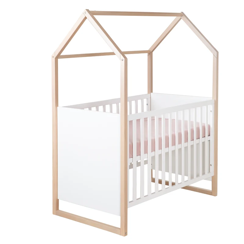 Babyzimmerset 'Noah' 3-teilig mit Hausbett in 60x120 cm - Weiß / Tristan Eiche