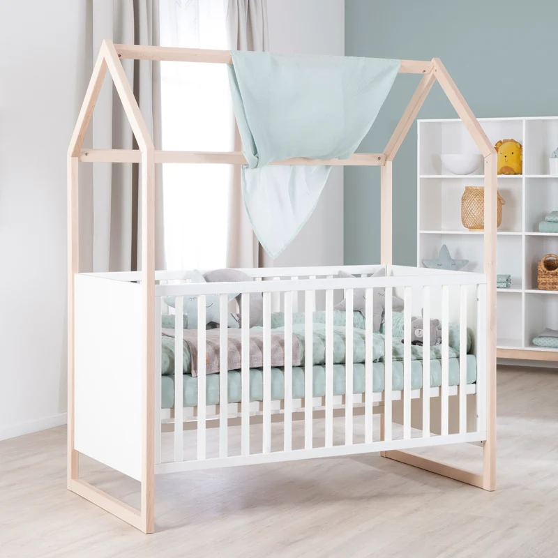 Möbelset 'Noah' 2-teilig mit Hausbett in 70x140 cm - Weiß / Tristan Eiche