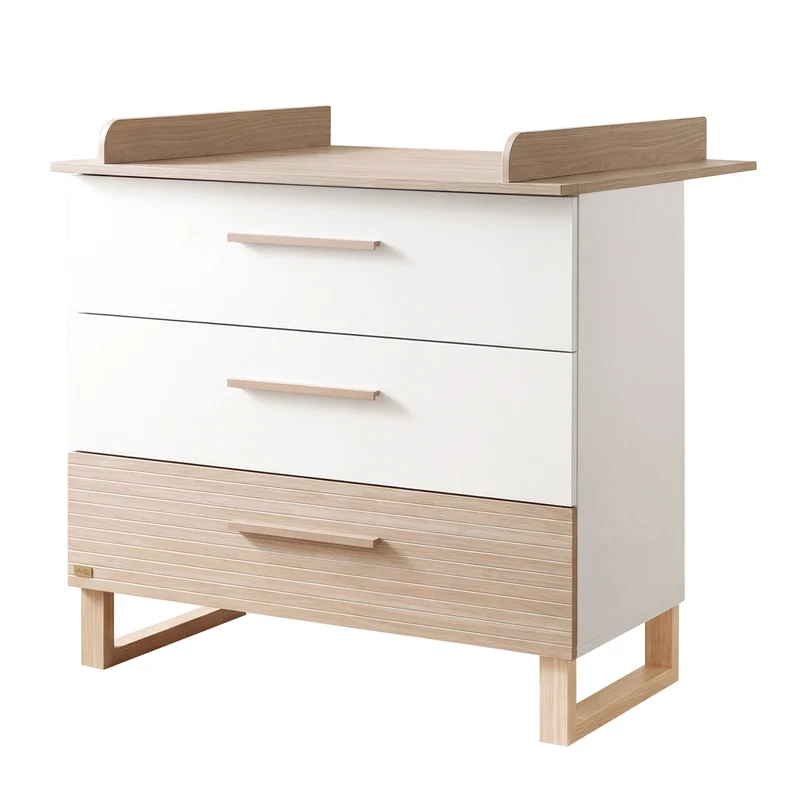 Kinderzimmerset 'Noah' 3-teilig mit Hausbett in 70x140 cm - Weiß / Tristan Eiche