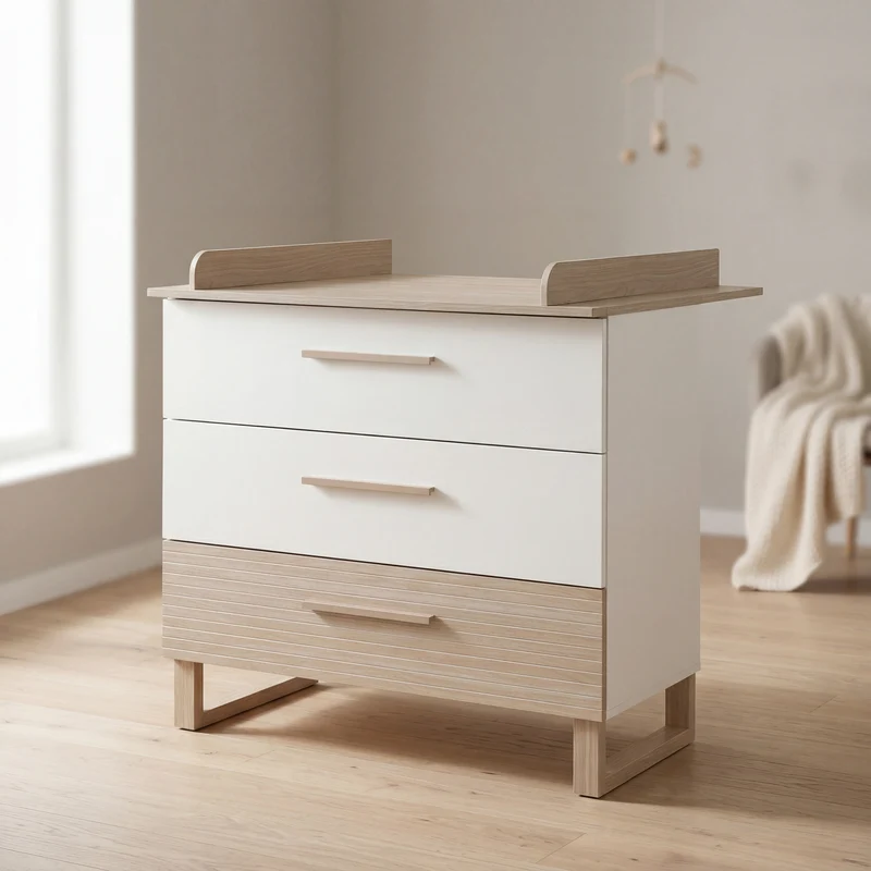 Kinderzimmerset 'Noah' 3-teilig mit Hausbett in 70x140 cm - Weiß / Tristan Eiche