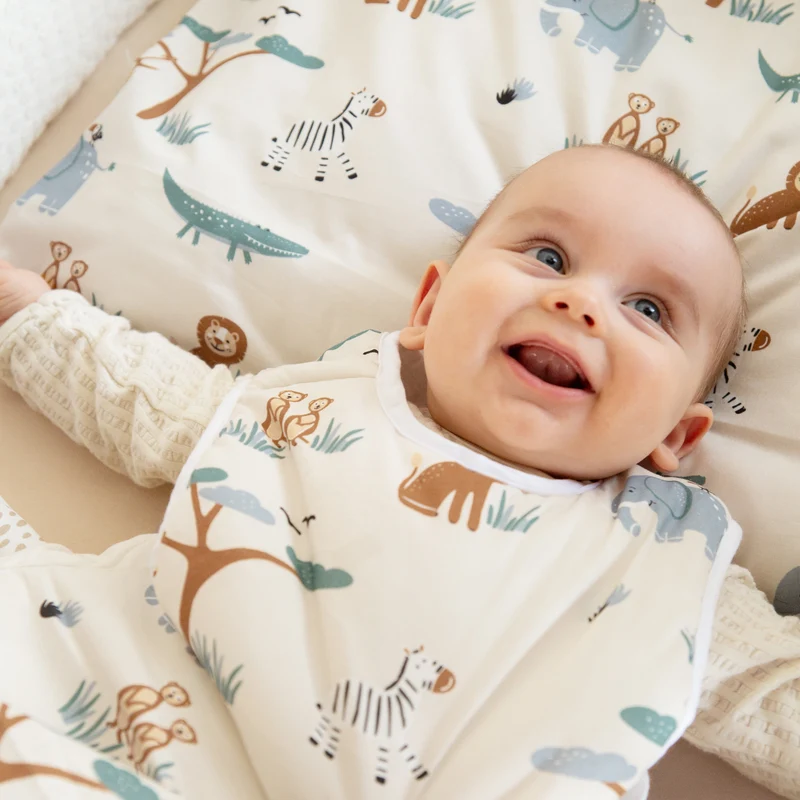 Babyschlafsack 'Savanna Friends' aus Baumwolle - Tiermotiv - Beige