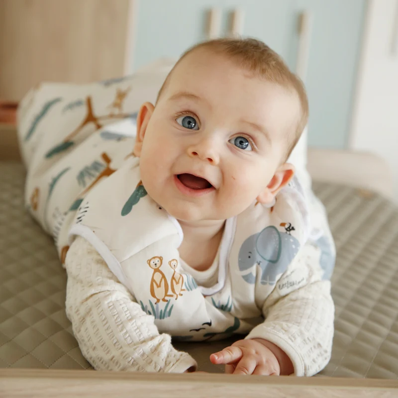 Babyschlafsack 'Savanna Friends' aus Baumwolle - Tiermotiv - Beige