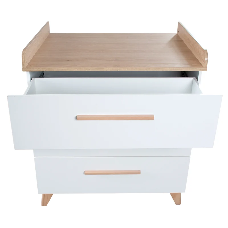 Zimmerset 'Leon' 3-teilig - Kombi-Bett 70x140 + Kommode + Schrank 2,5-türig - Weiß / Eiche