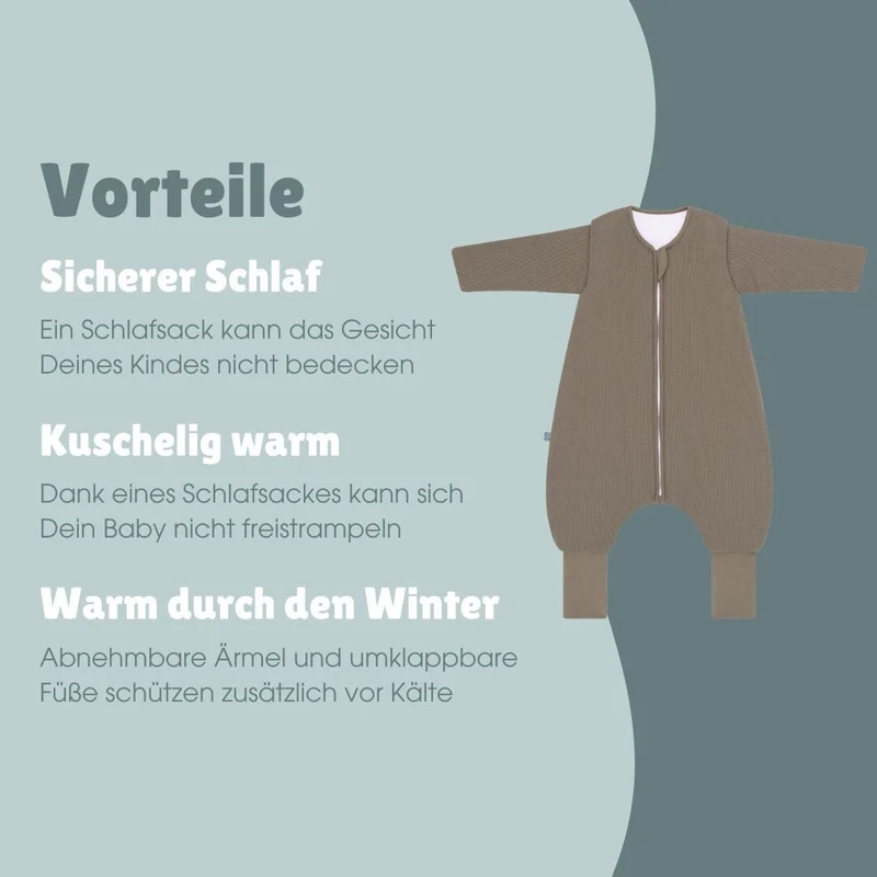 Schlafsack mit Umschlag-Fuß und Ärmel 3.5 TOG | Essential Taupe