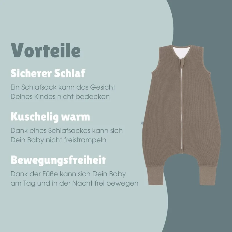 Schlafsack mit Füßen 1.0 TOG | Essential Taupe