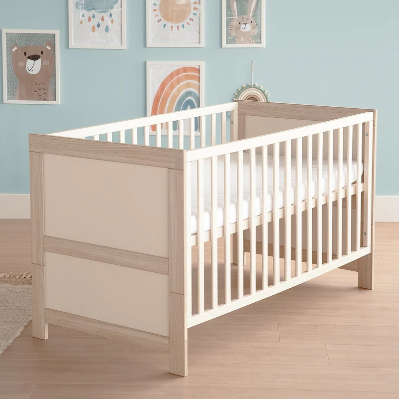 Möbelset 'Momo' 2-teilig - Kinderbett 70x140 + Wickelkommode - Cashmere / Tristan Eiche