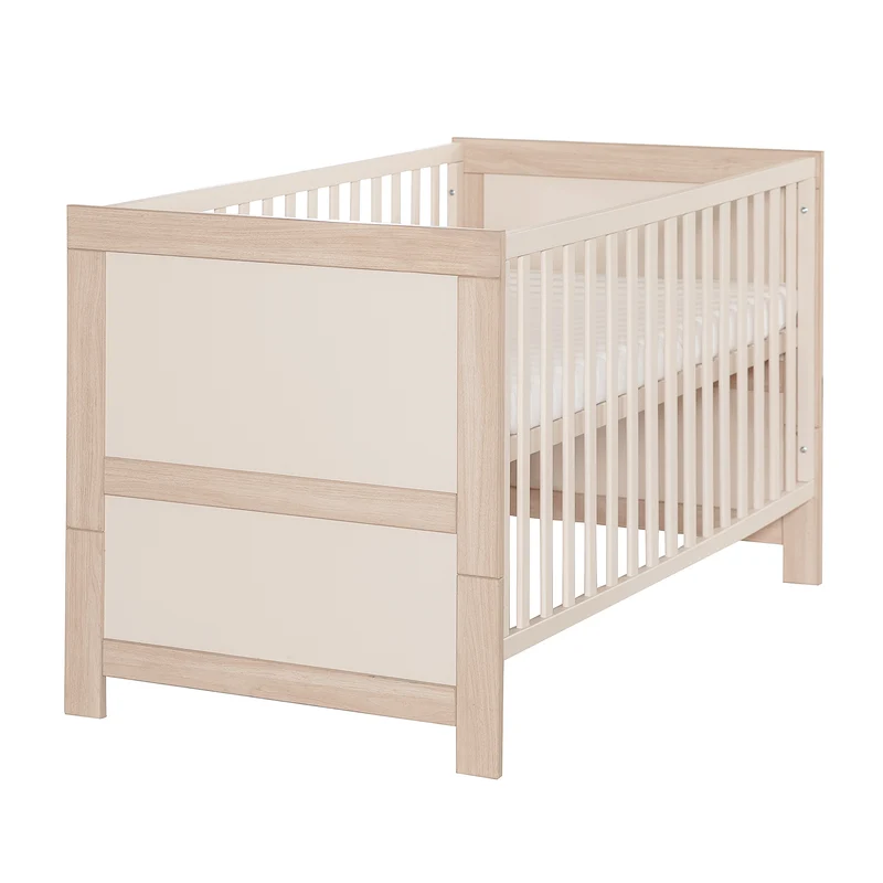 Möbelset 'Momo' 2-teilig - Kinderbett 70x140 + Wickelkommode - Cashmere / Tristan Eiche