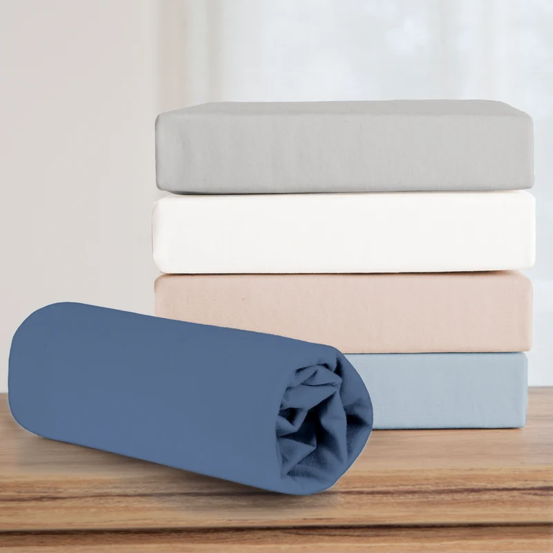 Spannbettlaken 'Seashells Indigo' - GOTS & Oeko Tex 100 zertifiziert - Jersey - Blau