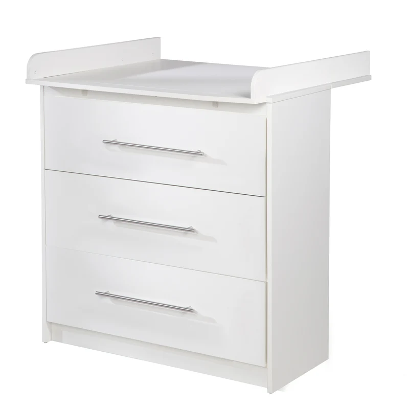 Möbelset 'Maren' 2-teilig - Kombi-Bett 70x140 + Wickelkommode schmal - Weiß