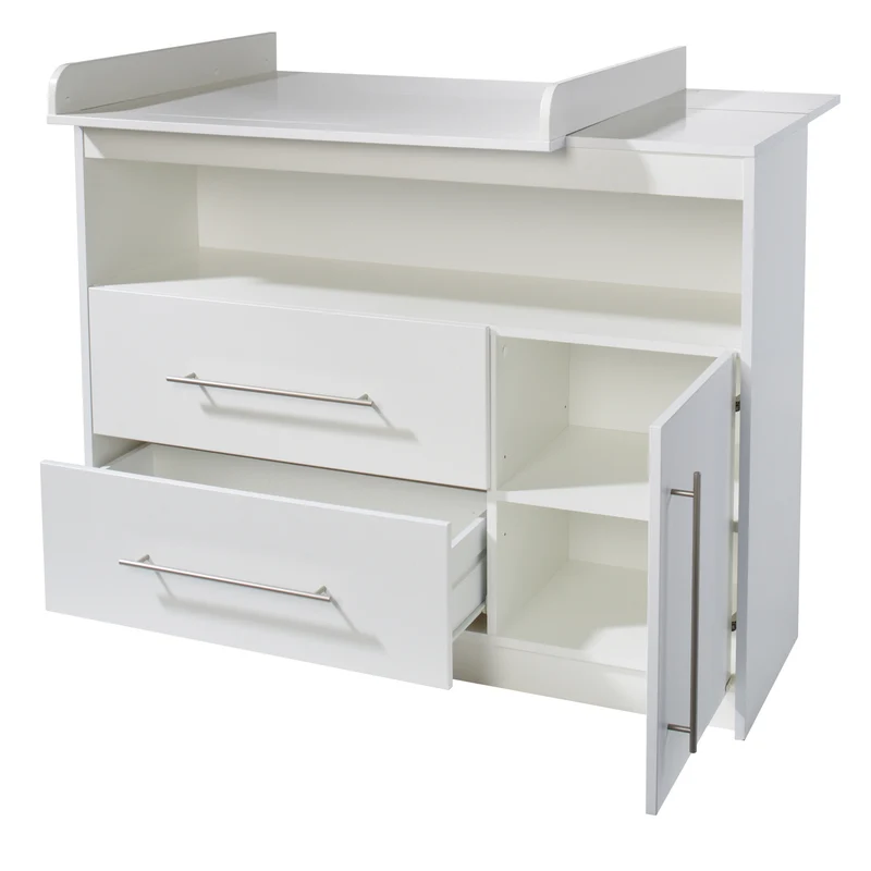 Kinderzimmerset 'Maren' 3-teilig - Bett 70x140 + Wickelkommode schmal + Kleiderschrank 3-türig