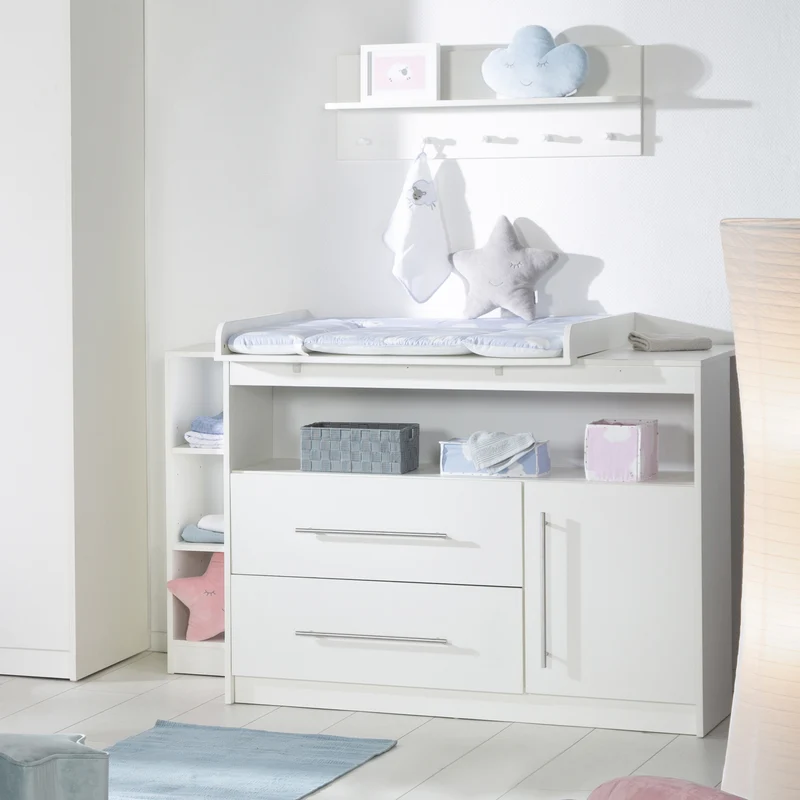 Kinderzimmerset 'Maren' 3-teilig - Bett 70x140 + Wickelkommode schmal + Kleiderschrank 3-türig
