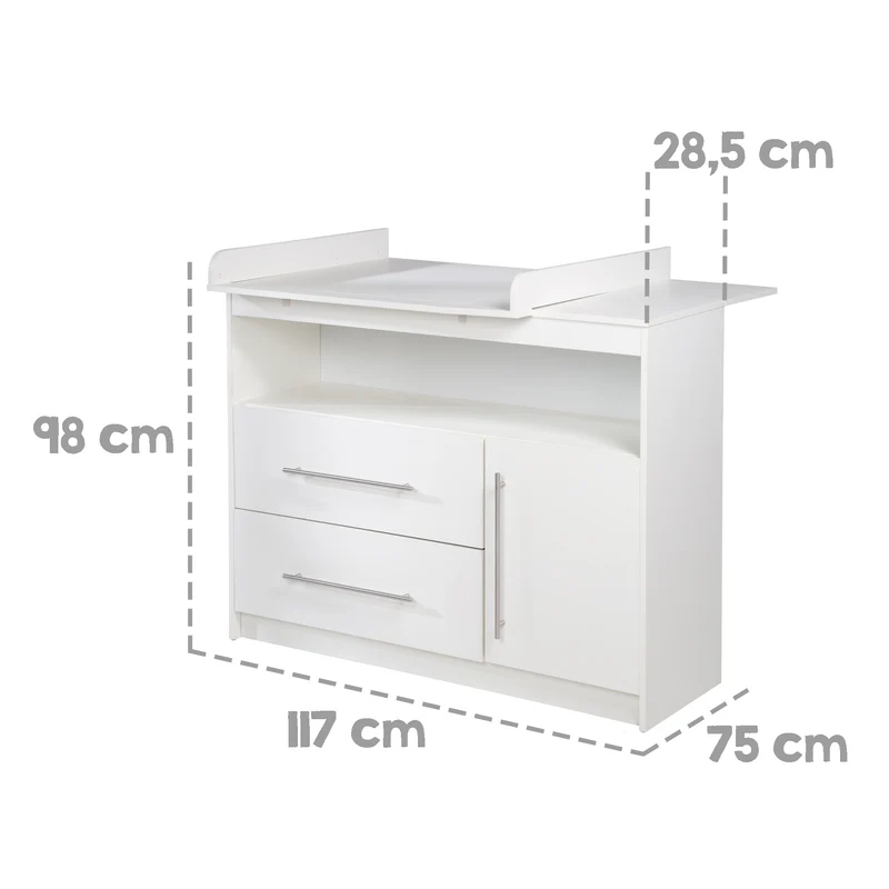 Kinderzimmerset 'Maren' 3-teilig - Bett 70x140 + Wickelkommode schmal + Kleiderschrank 3-türig
