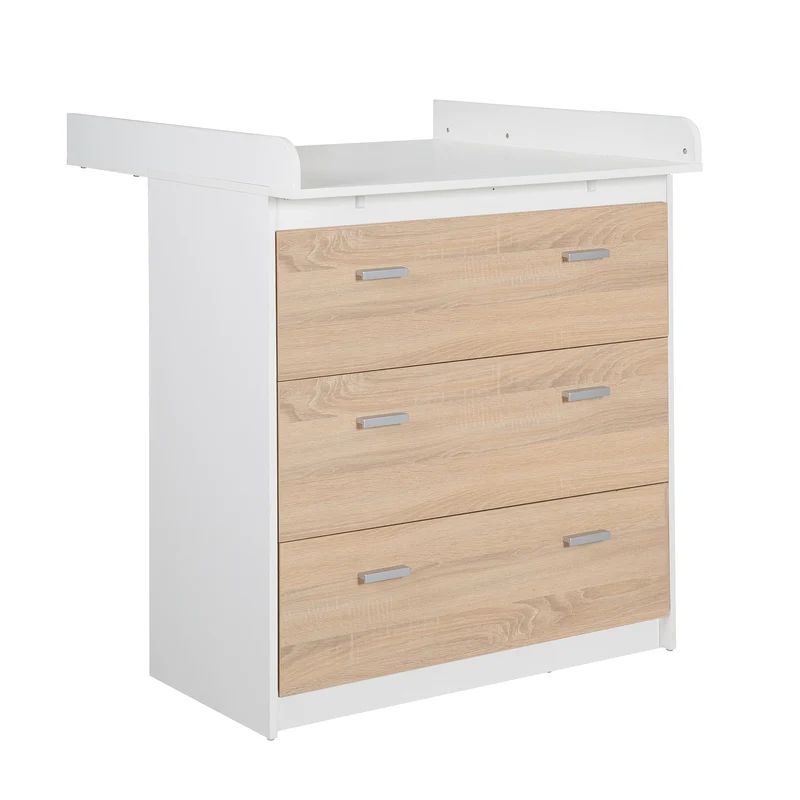 Kinderzimmerset 'Gabriella' 3-teilig - Bett 70x140 + Wickelkommode schmal + Kleiderschrank 3-türig