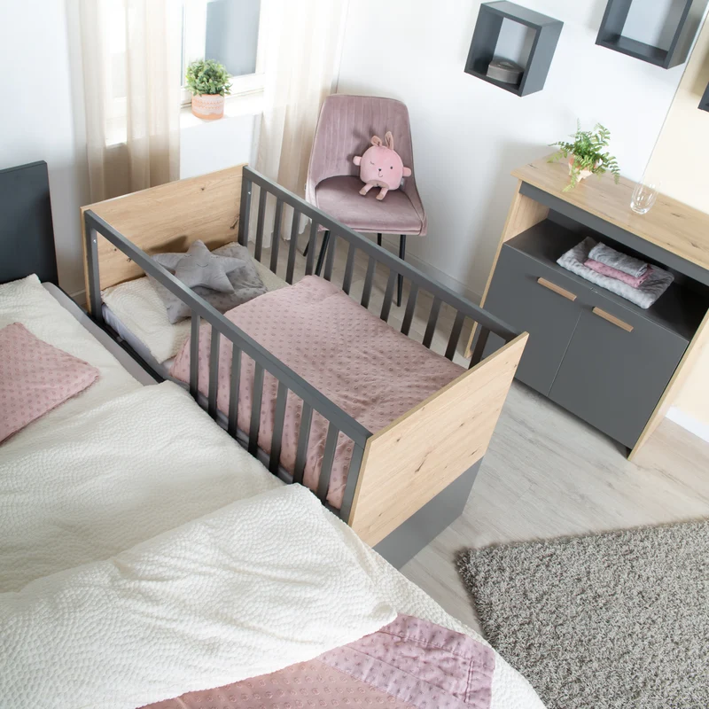 Babymöbel-Set 'Anna' 2-teilig - Anthrazit / Dekor Kent Eiche