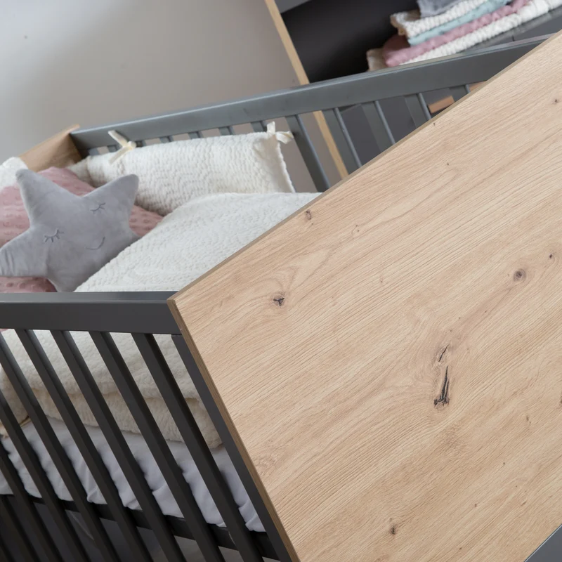 Babymöbel-Set 'Anna' 2-teilig - Anthrazit / Dekor Kent Eiche