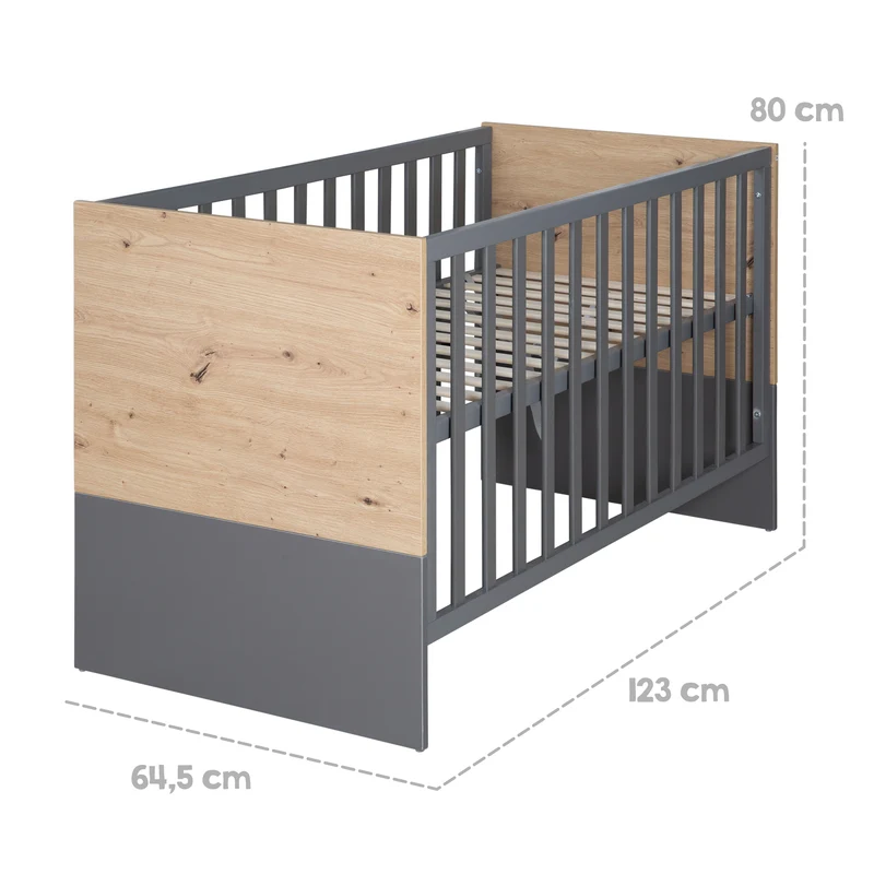 Babymöbel-Set 'Anna' 2-teilig - Anthrazit / Dekor Kent Eiche