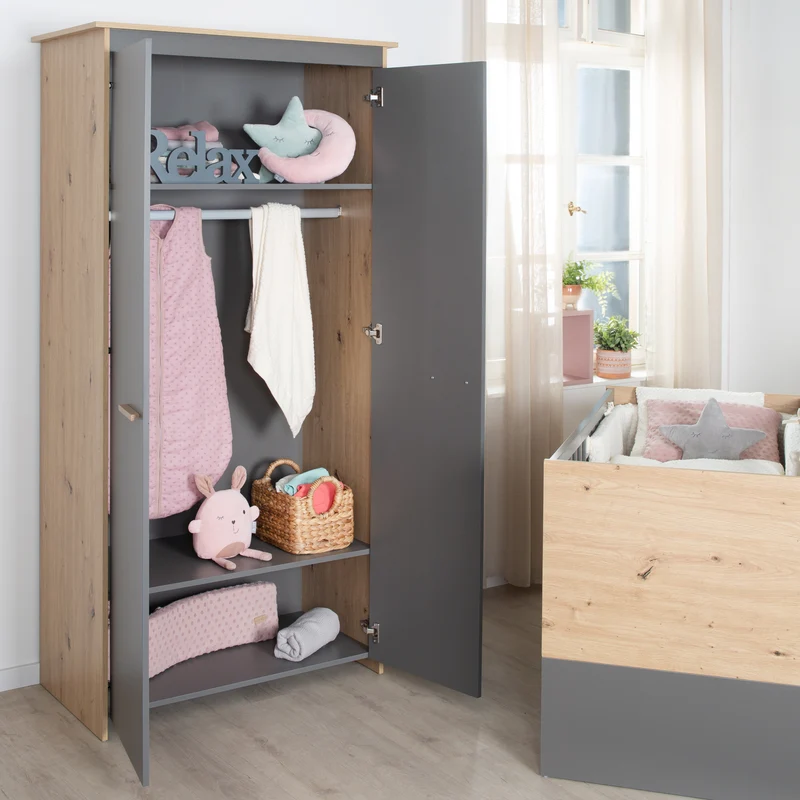 Kinderzimmerset 'Anna' 3-teilig - Anthrazit / Dekor Kent Eiche