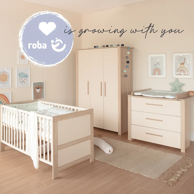 Kinderzimmer Set 3-teilig 'Momo' - Griffe aus Massivholz - Cashmere / Tristan Eiche