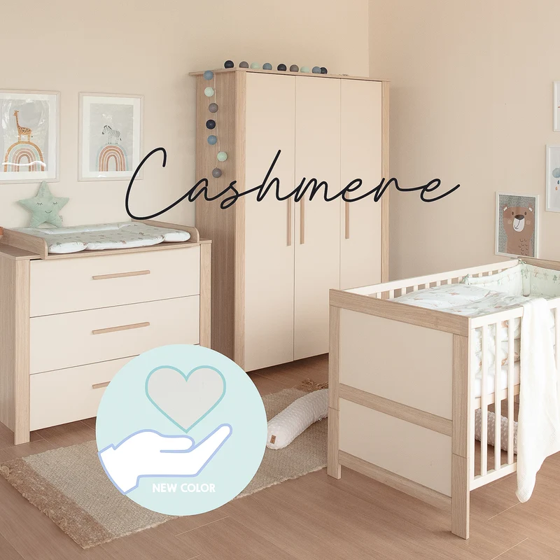 Kinderzimmer Set 3-teilig 'Momo' - Griffe aus Massivholz - Cashmere / Tristan Eiche