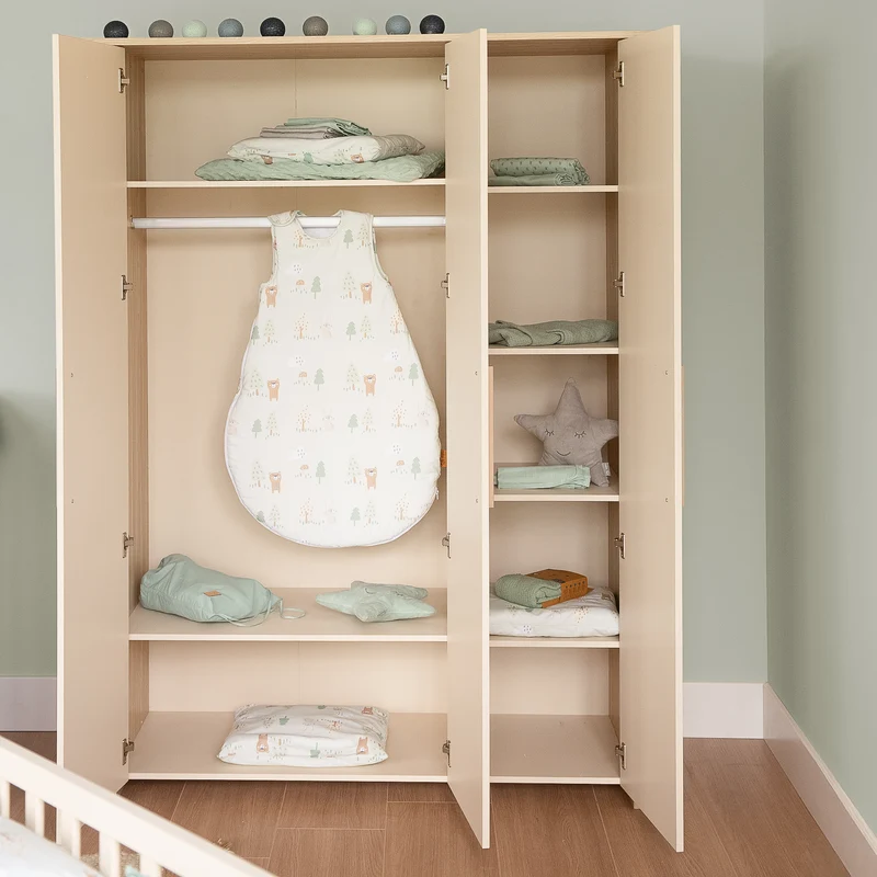 Kinderzimmer Set 3-teilig 'Momo' - Griffe aus Massivholz - Cashmere / Tristan Eiche