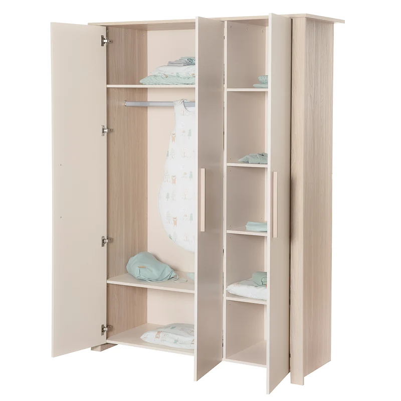 Kinderzimmer Set 3-teilig 'Momo' - Griffe aus Massivholz - Cashmere / Tristan Eiche