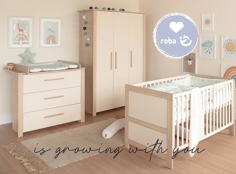 Kinderzimmer Set 3-teilig 'Momo' - Griffe aus Massivholz - Cashmere / Tristan Eiche