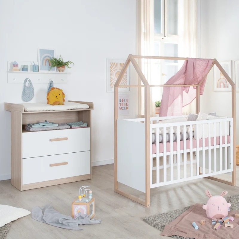 Babymöbel Set Cabane 2-teilig - Weiß / Dekor Eiche