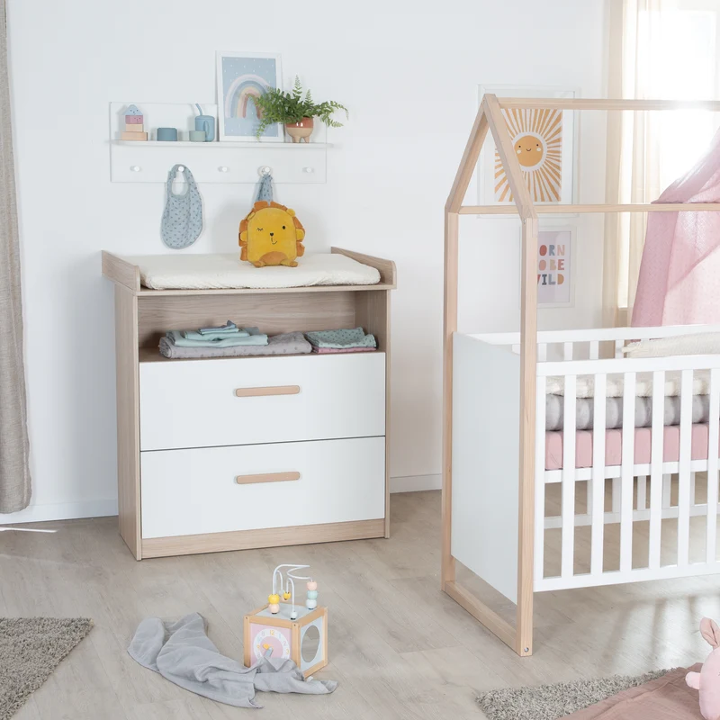 Babymöbel Set Cabane 2-teilig - Weiß / Dekor Eiche