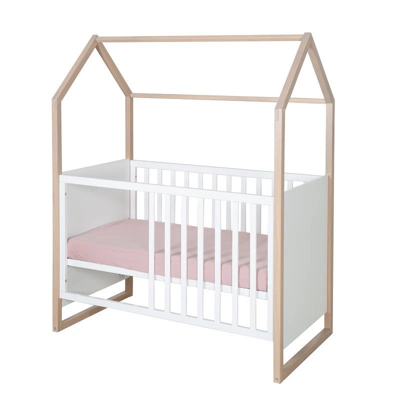 Babyzimmer Set Cabane 3-teilig in Hausoptik - Weiß / Dekor Eiche