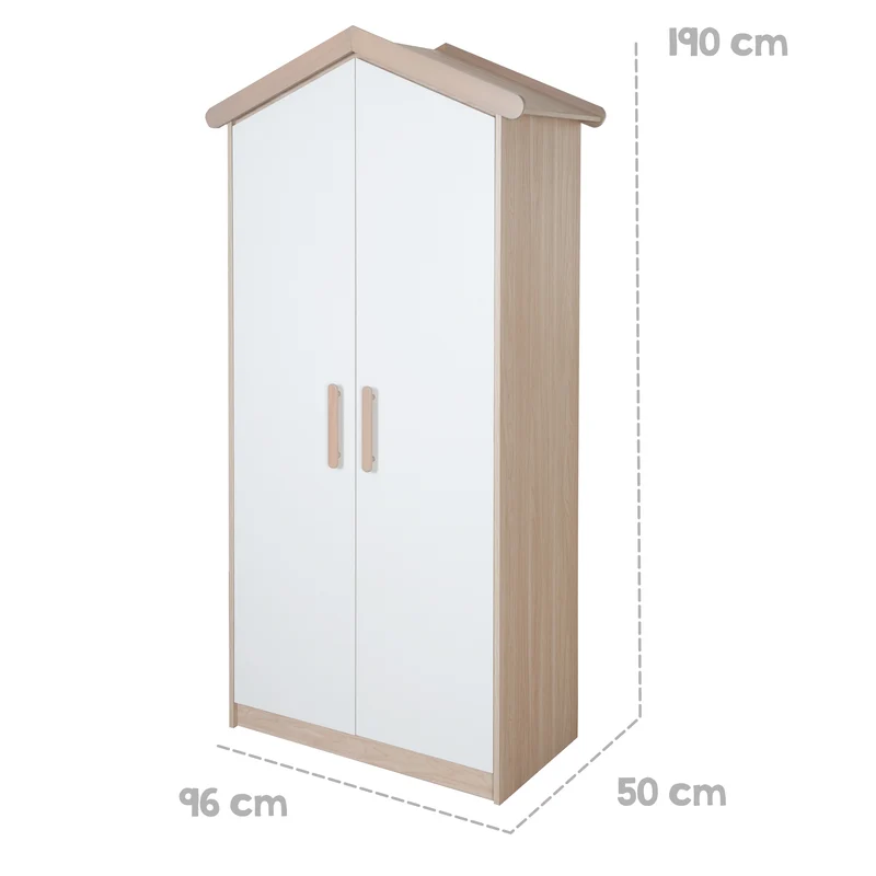 Babyzimmer Set Cabane 3-teilig in Hausoptik - Weiß / Dekor Eiche