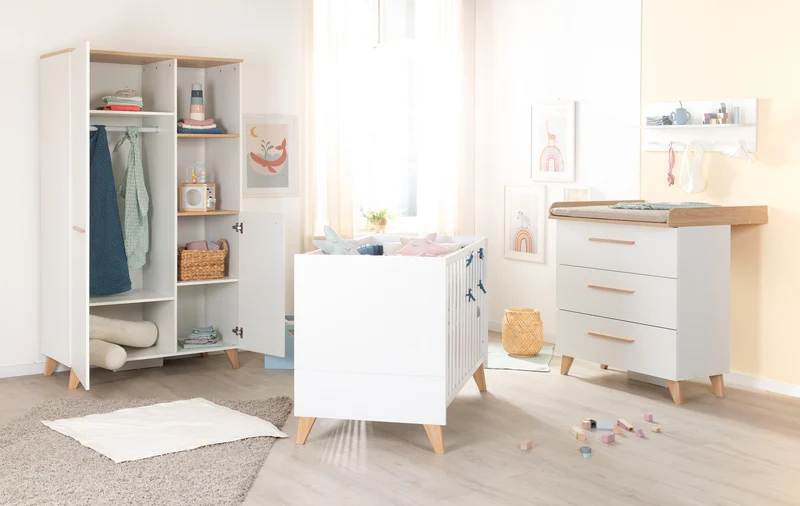 Babyzimmer 'Leon' 3-teilig - Modulares Möbelset - Weiß / Dekor Othello Eiche