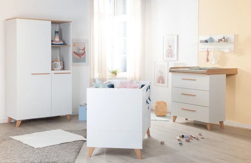 Babyzimmer 'Leon' 3-teilig - Modulares Möbelset - Weiß / Dekor Othello Eiche
