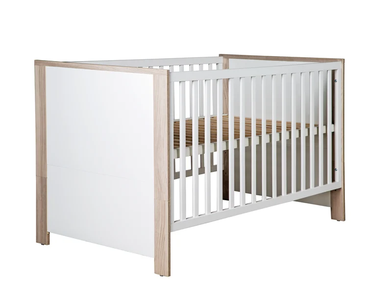 Möbelset 'Olaf' inkl. Kombi-Bett 70 x 140 cm & breiter Wickelkommode, Luna Elm/weiß